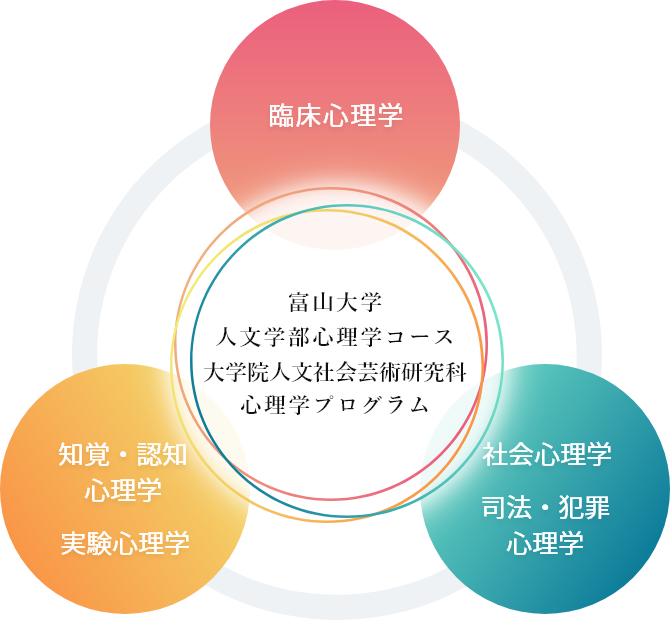 心理学コースで研究指導ができる教員の専門領域を表現した図