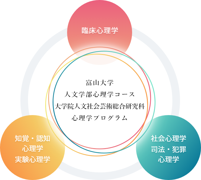 心理学コースで研究指導ができる教員の専門領域を表現した図